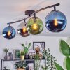 Gastor ceiling light, globe light blue, chrome, green, Smoke-coloured, 4-light sources
