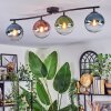 Gastor ceiling light, globe light blue, green, clear, coppery, 4-light sources