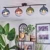 Gastor ceiling light, globe light blue, green, clear, coppery, 4-light sources