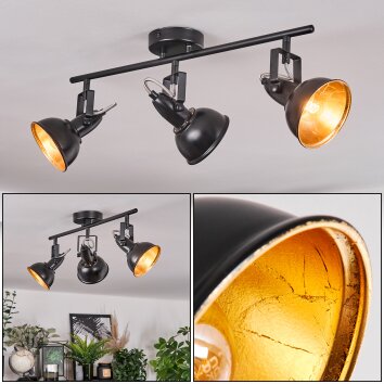 Toren ceiling light, ceiling spotlight chrome, black, 3-light sources