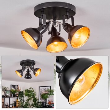 Toren ceiling light, ceiling spotlight chrome, black, 3-light sources