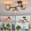 Ripoll ceiling light, globe light Amber, clear, Smoke-coloured, 3-light sources