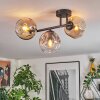 Ripoll ceiling light, globe light Amber, clear, Smoke-coloured, 3-light sources