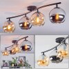 Koyoto ceiling light, globe light Amber, chrome, Smoke-coloured, 4-light sources