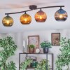 Koyoto ceiling light, globe light blue, gold, green, coppery, 4-light sources