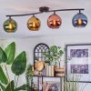 Koyoto ceiling light, globe light blue, gold, green, coppery, 4-light sources