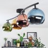 Koyoto ceiling light, globe light blue, gold, green, coppery, 4-light sources