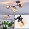 Chehalis ceiling light, globe light Amber, clear, 3-light sources