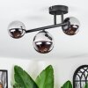 Chehalis ceiling light, globe light chrome, Smoke-coloured, 3-light sources