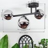 Chehalis ceiling light, globe light chrome, Smoke-coloured, 3-light sources