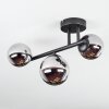Chehalis ceiling light, globe light chrome, Smoke-coloured, 3-light sources