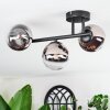 Chehalis ceiling light, globe light chrome, clear, Smoke-coloured, 3-light sources