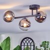 Chehalis ceiling light, globe light chrome, clear, Smoke-coloured, 3-light sources