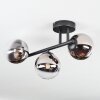 Chehalis ceiling light, globe light chrome, clear, Smoke-coloured, 3-light sources