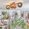 Chehalis ceiling light, globe light blue, chrome, green, coppery, Smoke-coloured, 4-light sources