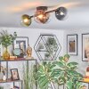 Chehalis ceiling light, globe light blue, chrome, green, clear, coppery, Smoke-coloured, 4-light sources