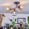 Chehalis ceiling light, globe light Amber, clear, Smoke-coloured, 3-light sources