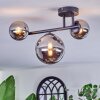 Chehalis ceiling light, globe light chrome, Smoke-coloured, 3-light sources