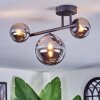 Chehalis ceiling light, globe light chrome, Smoke-coloured, 3-light sources