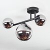 Chehalis ceiling light, globe light chrome, Smoke-coloured, 3-light sources