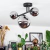 Chehalis ceiling light, globe light chrome, Smoke-coloured, 3-light sources