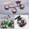 Chehalis ceiling light, globe light chrome, Smoke-coloured, 3-light sources