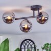 Chehalis ceiling light, globe light chrome, Smoke-coloured, 3-light sources