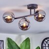 Chehalis ceiling light, globe light chrome, Smoke-coloured, 3-light sources