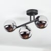 Chehalis ceiling light, globe light chrome, Smoke-coloured, 3-light sources