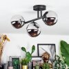 Chehalis ceiling light, globe light chrome, Smoke-coloured, 3-light sources