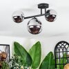 Chehalis ceiling light, globe light chrome, Smoke-coloured, 3-light sources