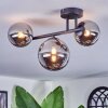 Chehalis ceiling light, globe light chrome, Smoke-coloured, 3-light sources
