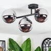 Chehalis ceiling light, globe light chrome, Smoke-coloured, 3-light sources