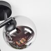 Chehalis ceiling light, globe light chrome, Smoke-coloured, 3-light sources