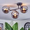 Chehalis ceiling light, globe light chrome, Smoke-coloured, 3-light sources