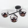 Chehalis ceiling light, globe light chrome, Smoke-coloured, 3-light sources