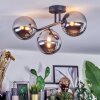 Chehalis ceiling light, globe light chrome, Smoke-coloured, 3-light sources