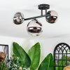 Chehalis ceiling light, globe light chrome, clear, Smoke-coloured, 3-light sources