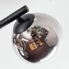 Chehalis ceiling light, globe light chrome, clear, Smoke-coloured, 3-light sources