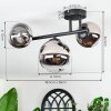 Chehalis ceiling light, globe light chrome, clear, Smoke-coloured, 3-light sources