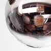 Chehalis ceiling light, globe light chrome, clear, Smoke-coloured, 3-light sources