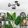 Chehalis ceiling light, globe light chrome, clear, Smoke-coloured, 3-light sources