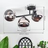 Chehalis ceiling light, globe light chrome, clear, Smoke-coloured, 3-light sources