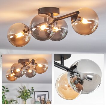 Chehalis ceiling light, globe light Amber, Smoke-coloured, 4-light sources
