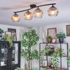 Koyoto ceiling light, globe light clear, Smoke-coloured, 4-light sources