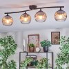 Koyoto ceiling light, globe light clear, Smoke-coloured, 4-light sources