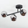 Chehalis ceiling light, globe light chrome, Smoke-coloured, 3-light sources