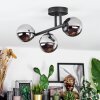 Chehalis ceiling light, globe light chrome, Smoke-coloured, 3-light sources