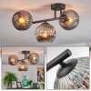 Ripoll ceiling light, globe light Smoke-coloured, 3-light sources