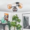 Koyoto ceiling light, globe light Amber, Smoke-coloured, 3-light sources